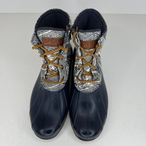 Sperry Top-Siders Womens STS97761 Blue Geometric Ankle Size 7.5 Rain Boots - Picture 4 of 9